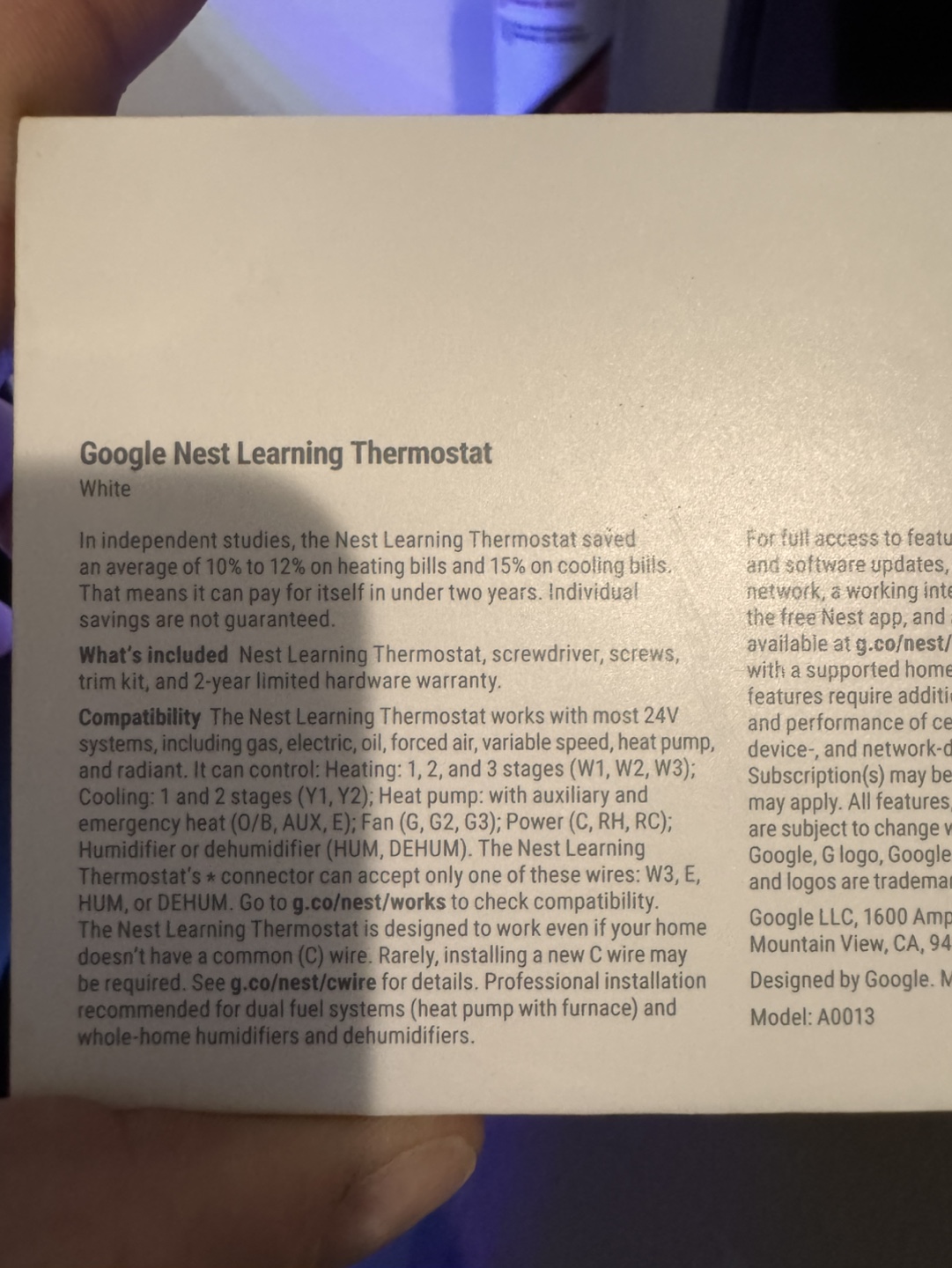 Google Nest Learning Thermostat - White - photo 4