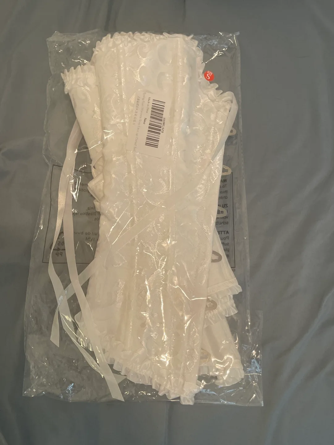 White Satin Corset with Matching G-String image indicator(6)