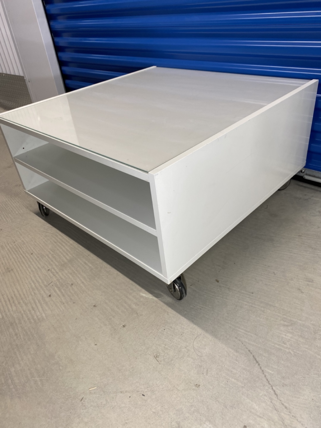 IKEA Coffee Table With Glass Top & Wheels - photo 4