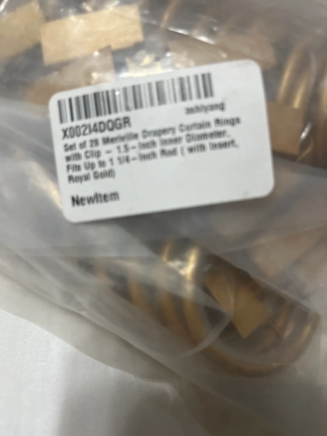 Set of 56 Gold Drapery Curtain Rings with Clip image indicator(3)