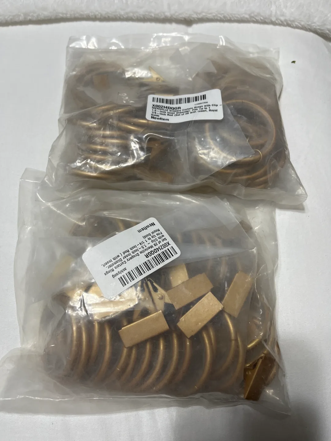 Set of 56 Gold Drapery Curtain Rings with Clip image indicator(2)