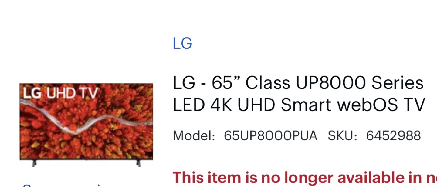 LG 65" Class UP8000 Series LED 4K UHD Smart TV