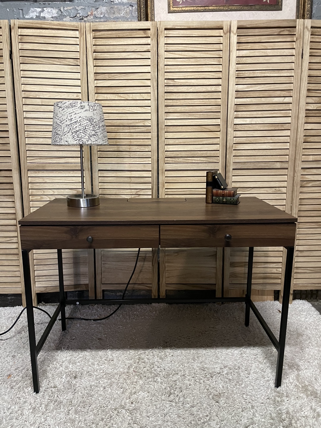 Writing Desk with Two Drawers and USB ports