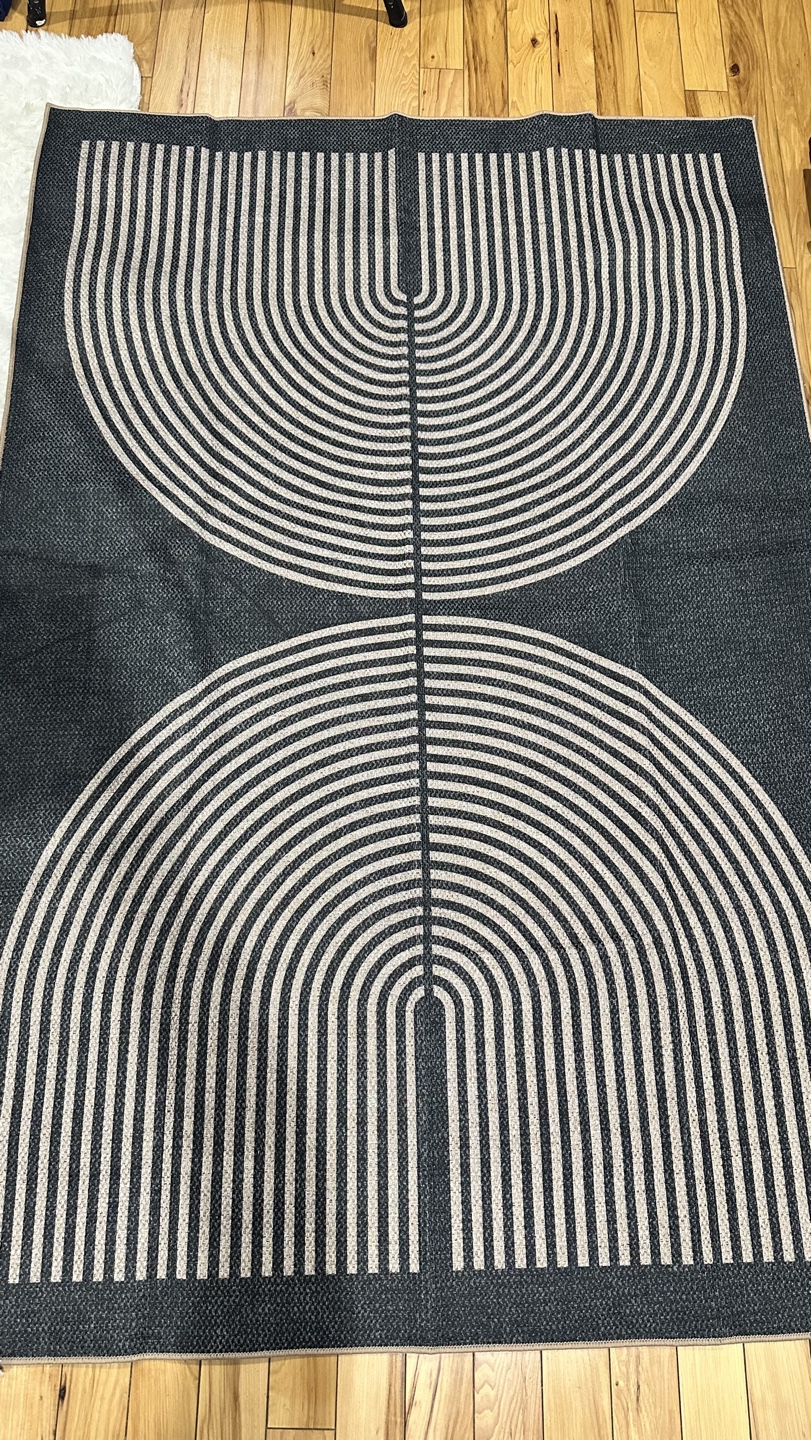 Black and Beige Striped Area Rug - photo 2