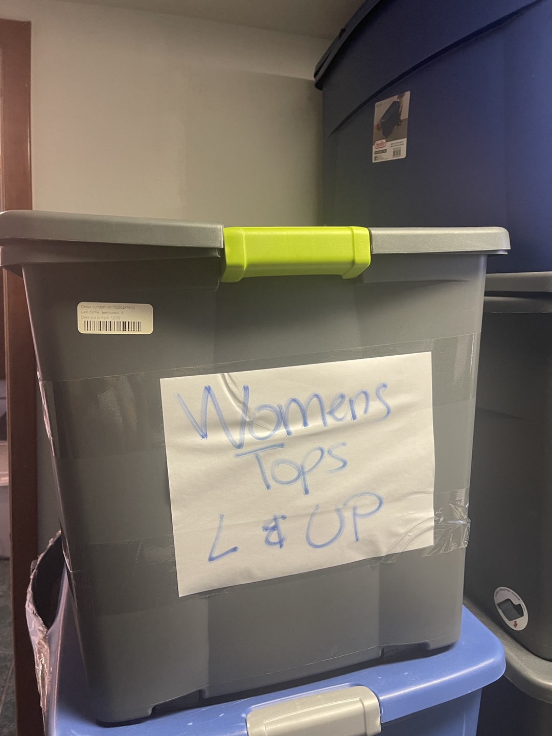 Huge 45 gallon bin of womens tops L & up