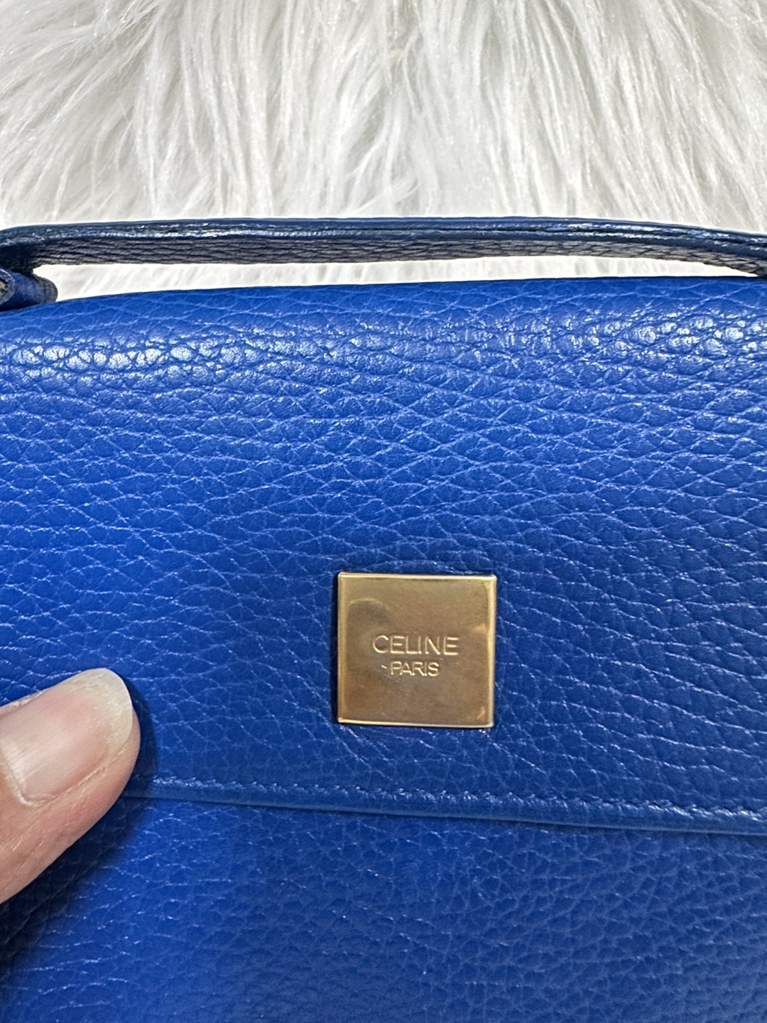 Authentic Celine Blue Leather Wallet with Top Handle - photo 2