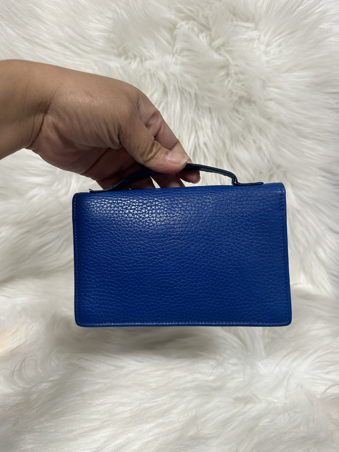 Authentic Celine Blue Leather Wallet with Top Handle - photo 3