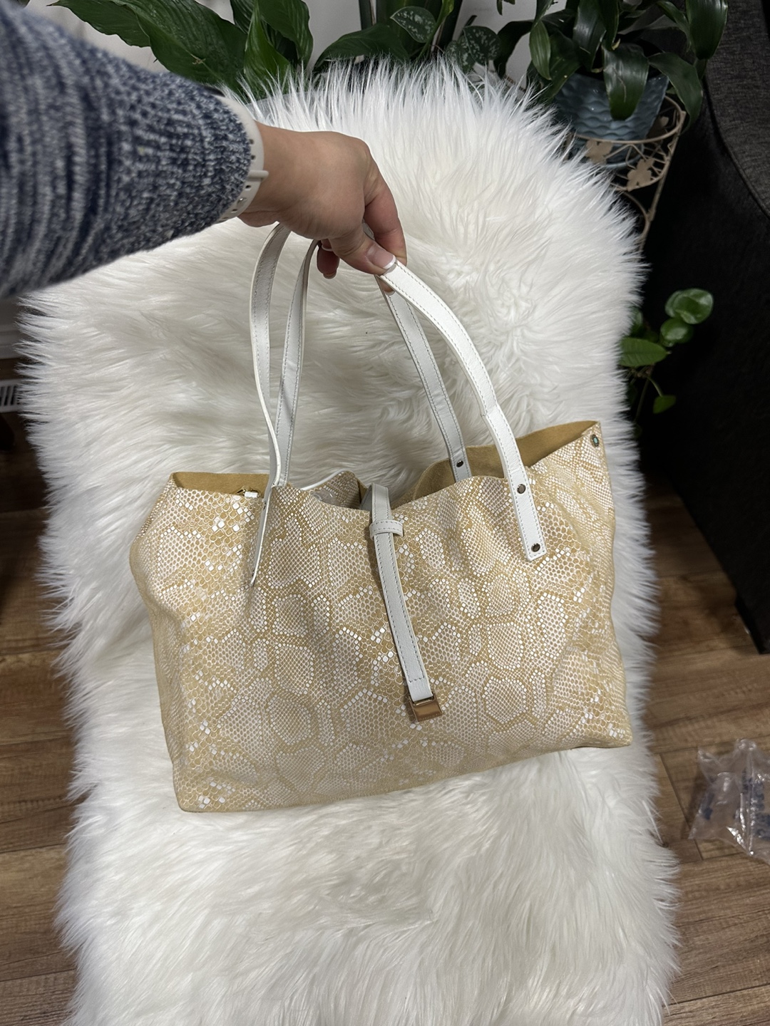 Authentic Tiffany & Co. Leather Tote Bag with Clutch