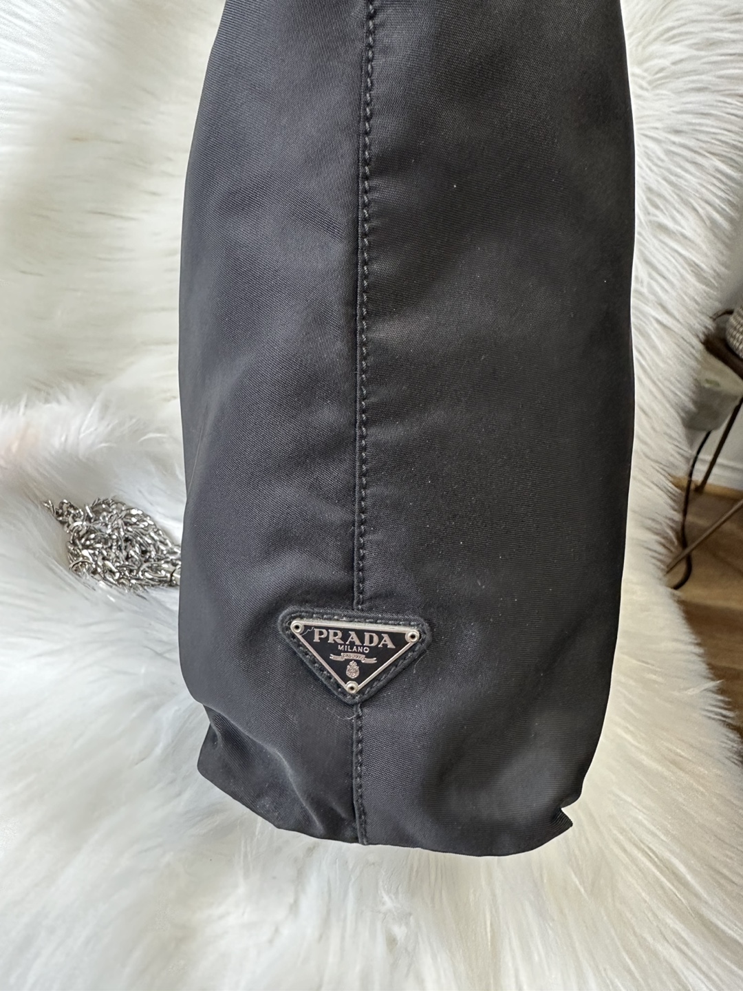 Authentic Prada Black Nylon Bag with Silver Handle - photo 3