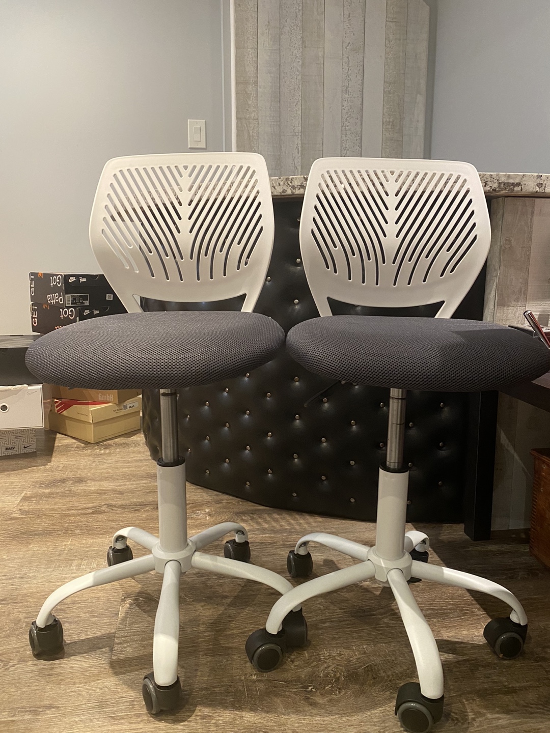 Set of 2 White Mesh Office Chairs