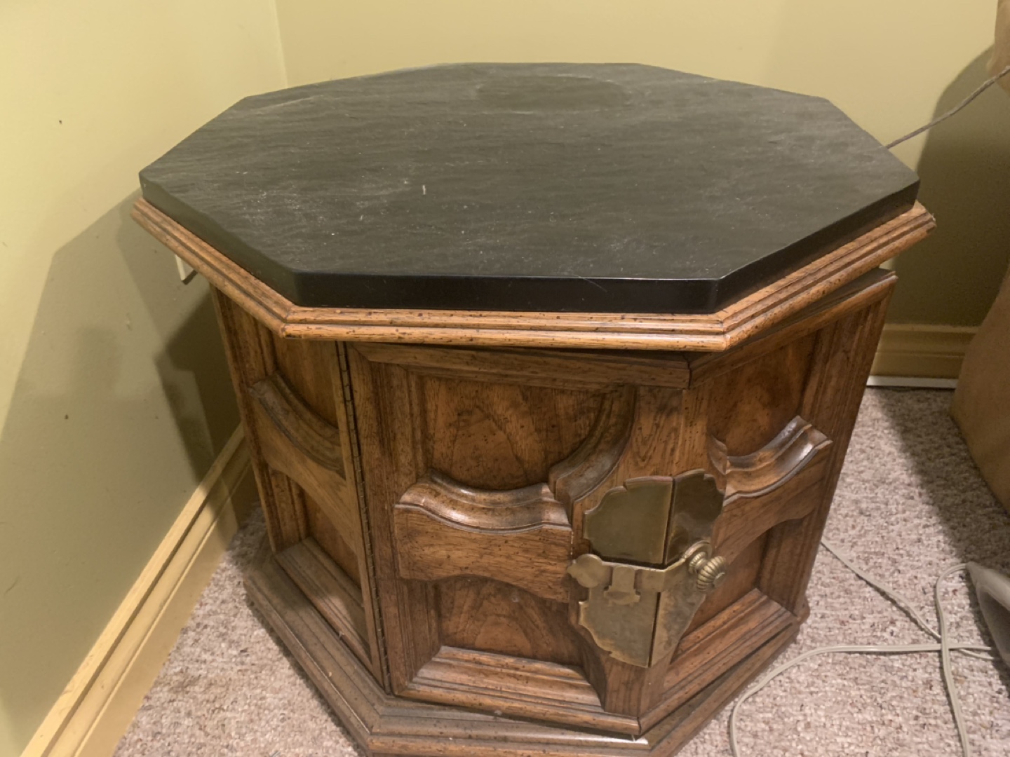 Octagonal End Table with Black Top