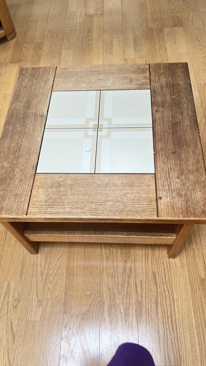Wooden Coffee Table with Tile Top