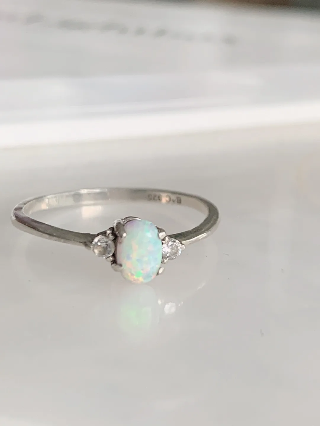 Silver 925 Genuine Fire Opal Ring image indicator(10)