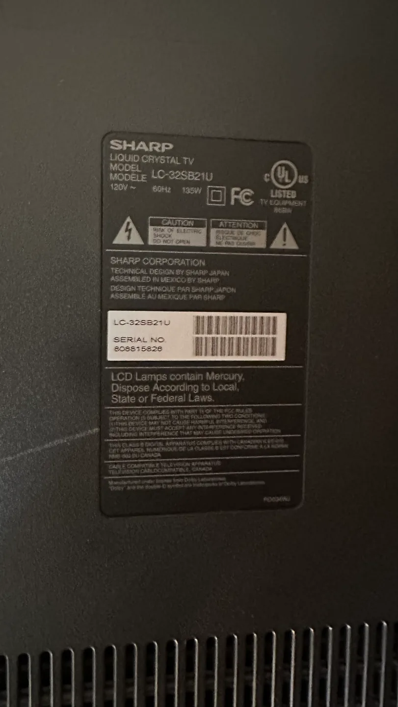 Used SHARP LC-32SB21U 32" Full HD 1080p WITH REMOTE image indicator(4)