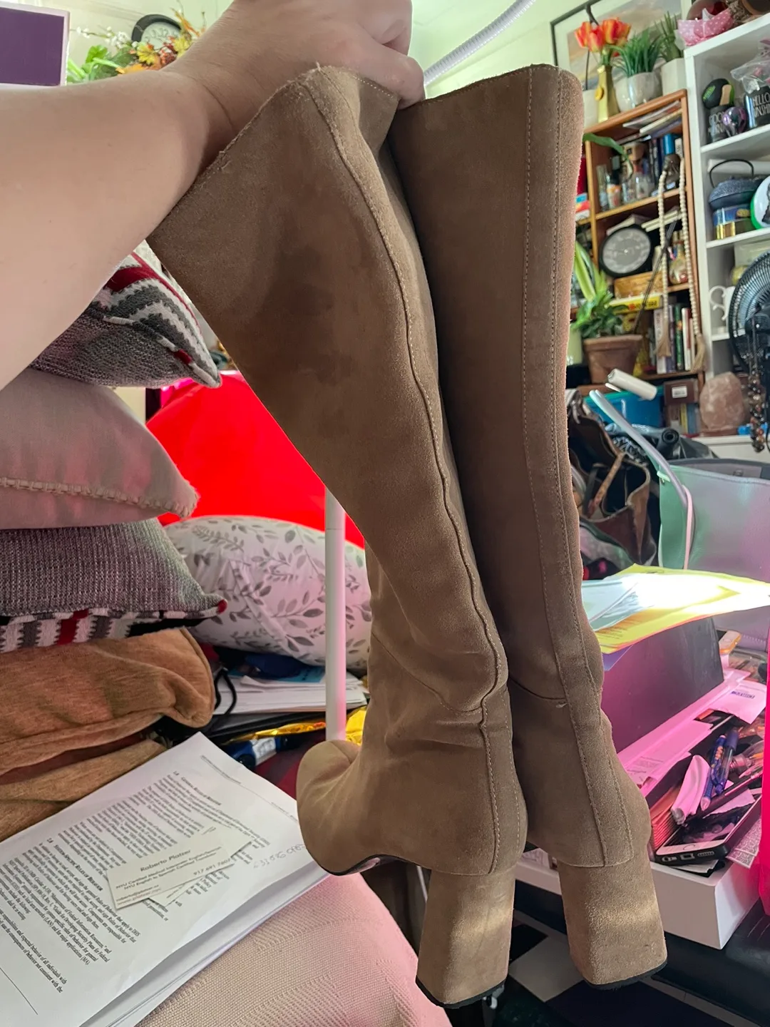 Zara Knee-High Suede Boots image indicator(2)