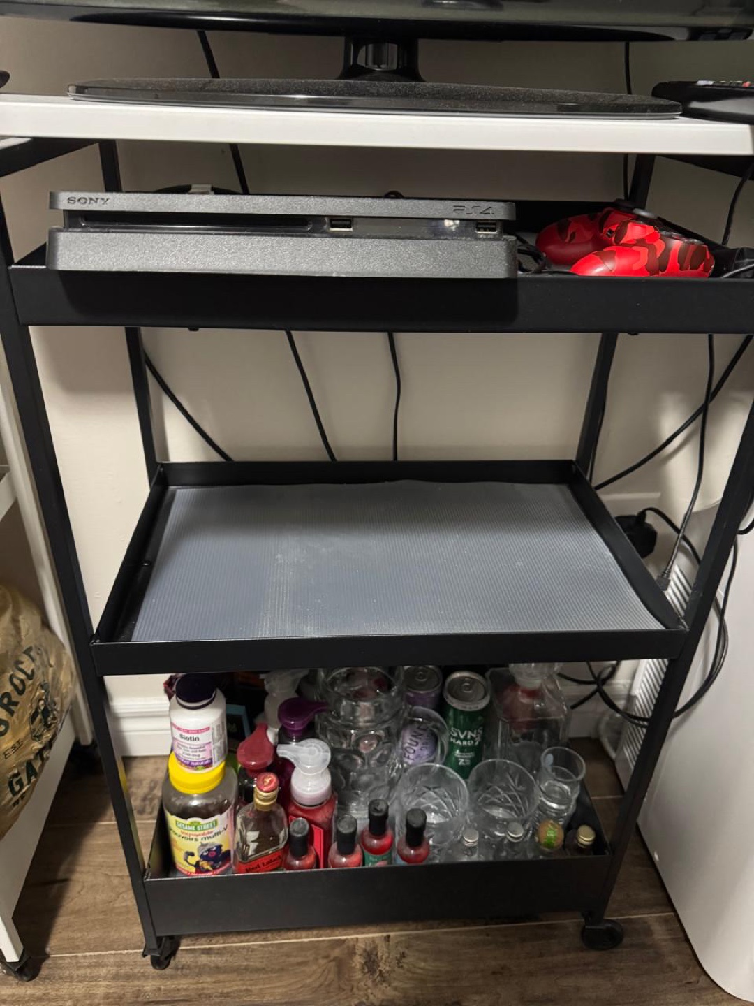 Black Rolling Cart with 3 Shelves