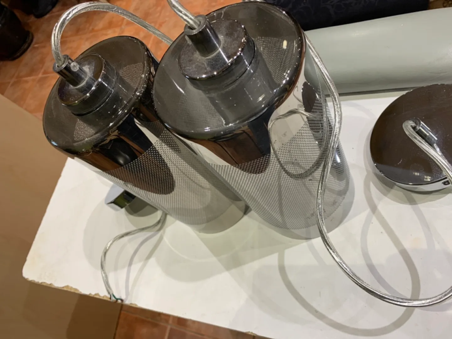 Light Chrome Kitchen Island Double Pendant Hanging Ceiling Light image indicator(2)