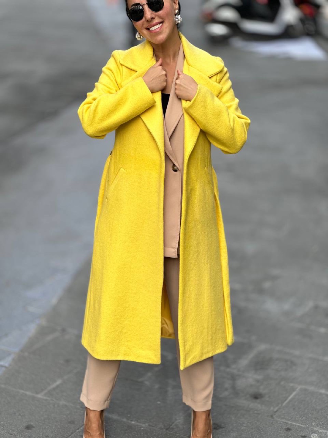 Yellow Long Wool Coat. XS