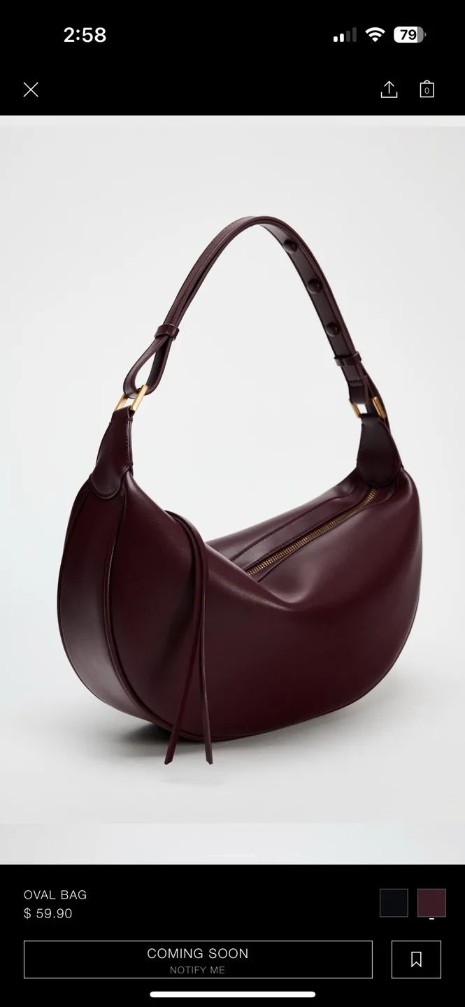 New Zara oval burgundy bag