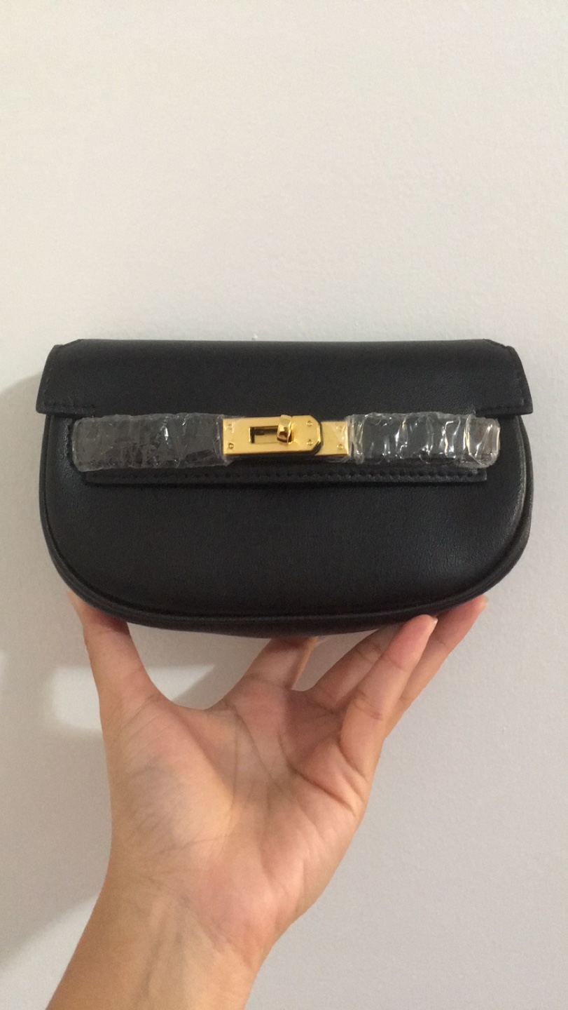 Small Black with Gold Hardware Belt Shoulder Bag