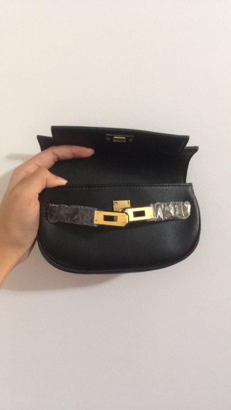 Small Black with Gold Hardware Belt Shoulder Bag - photo 3