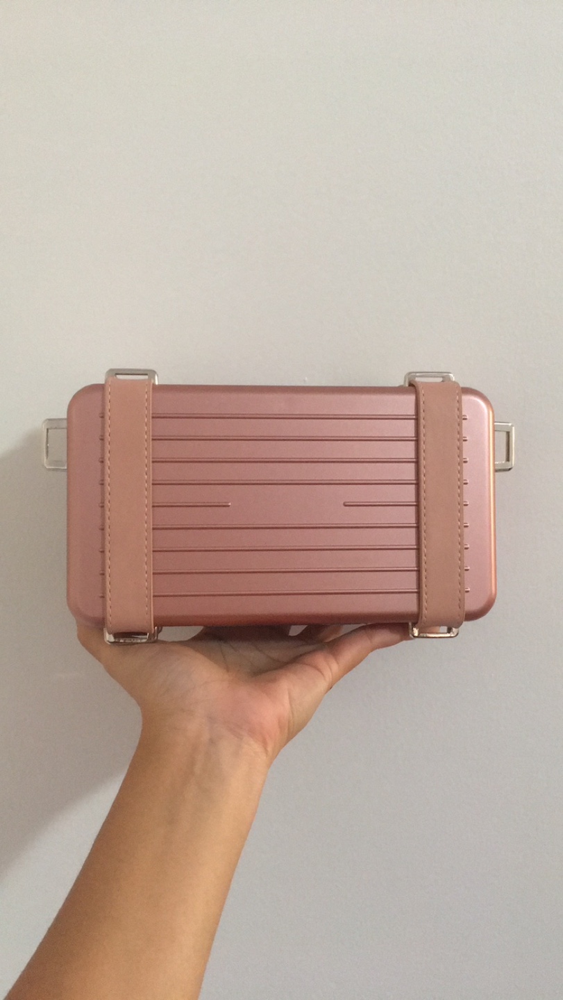 Rose Gold Pink Suitcase Clutch Bag
