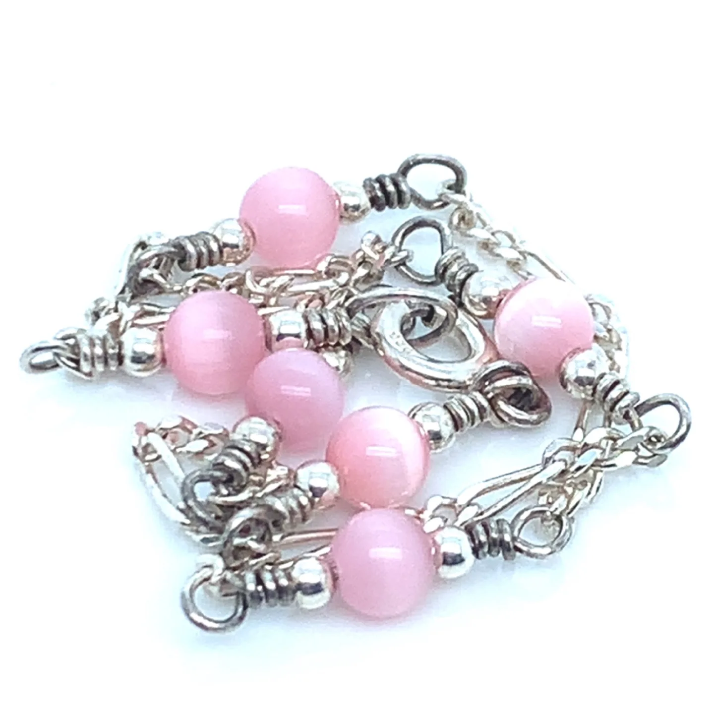 Sterling Silver Pink Stone Bracelet 7.5” image indicator(2)