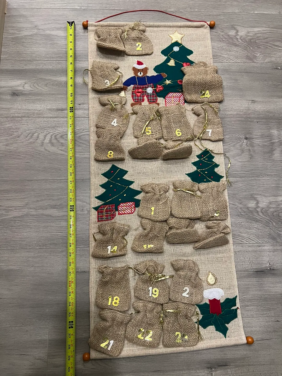 Christmas Advent Calendar Burlap Wall Hanging image indicator(4)