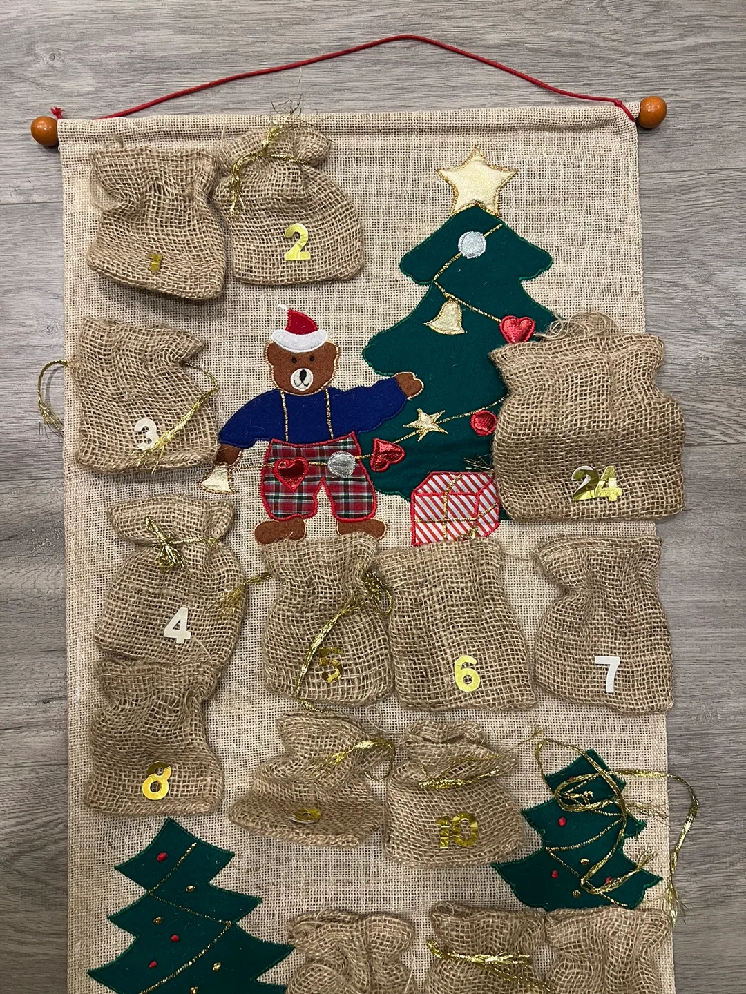 Christmas Advent Calendar Burlap Wall Hanging image indicator(2)