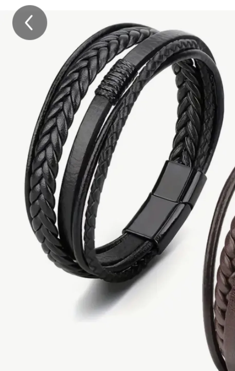 Genuine Leather Bracelet - Black thumbnail