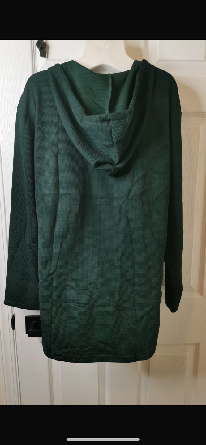 NEW! RIROW Dark Green Drawstring Waffle Knit V-Neck Hoodie - photo 5