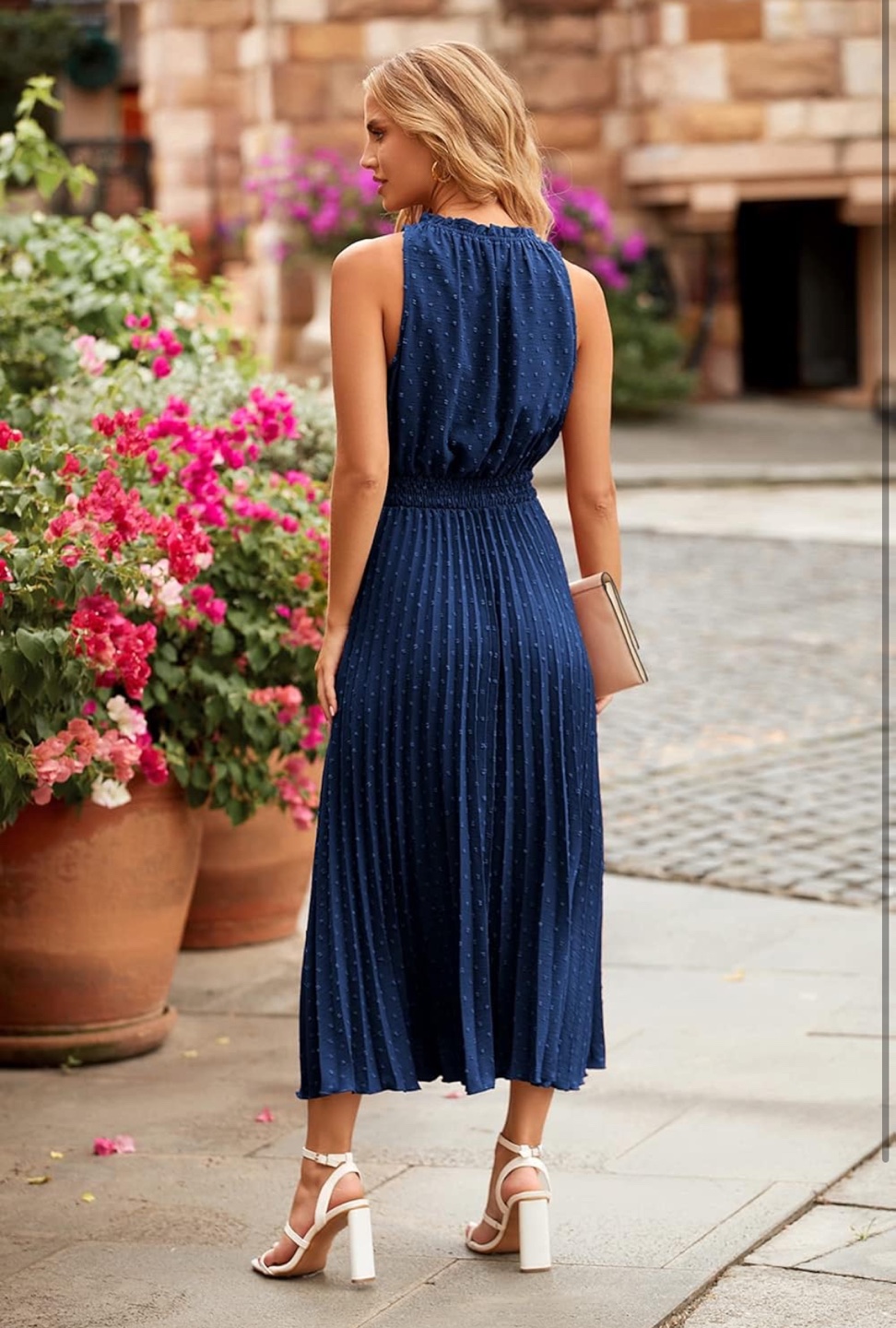 NEW! PRETTYGARDEN Midi V Neck Swiss Dot Ruffle A Line Dress - photo 4