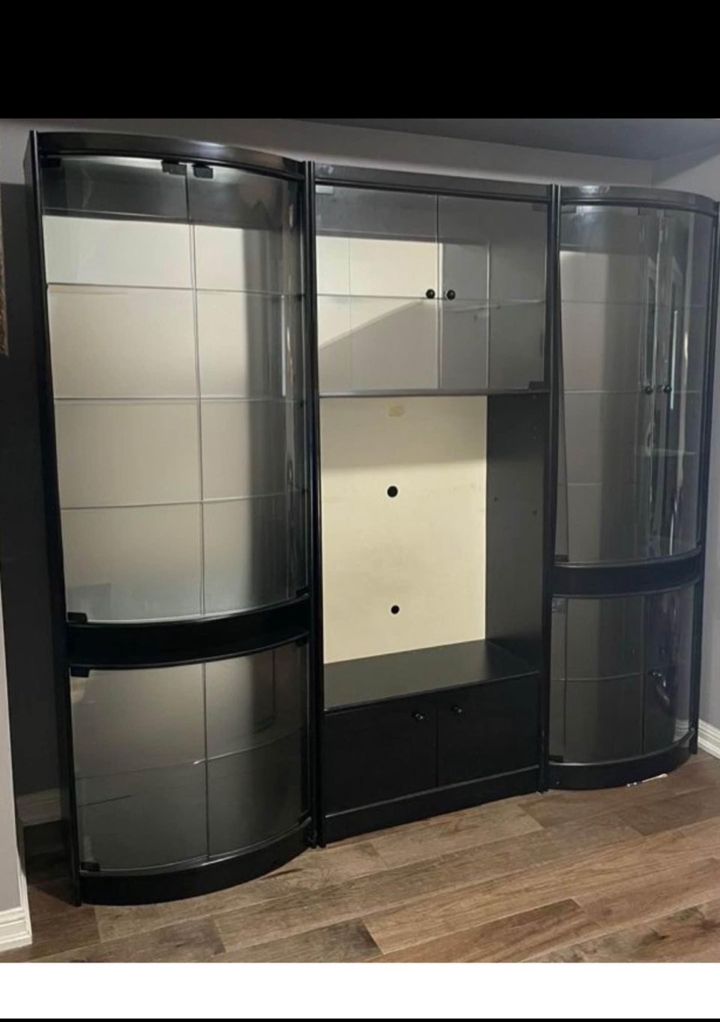 Black Entertainment Unit with Glass Doors - photo 2
