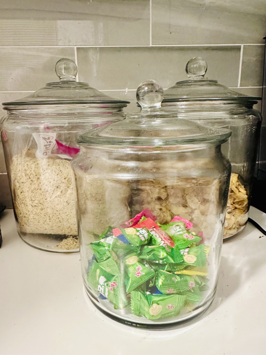 3 glass jars