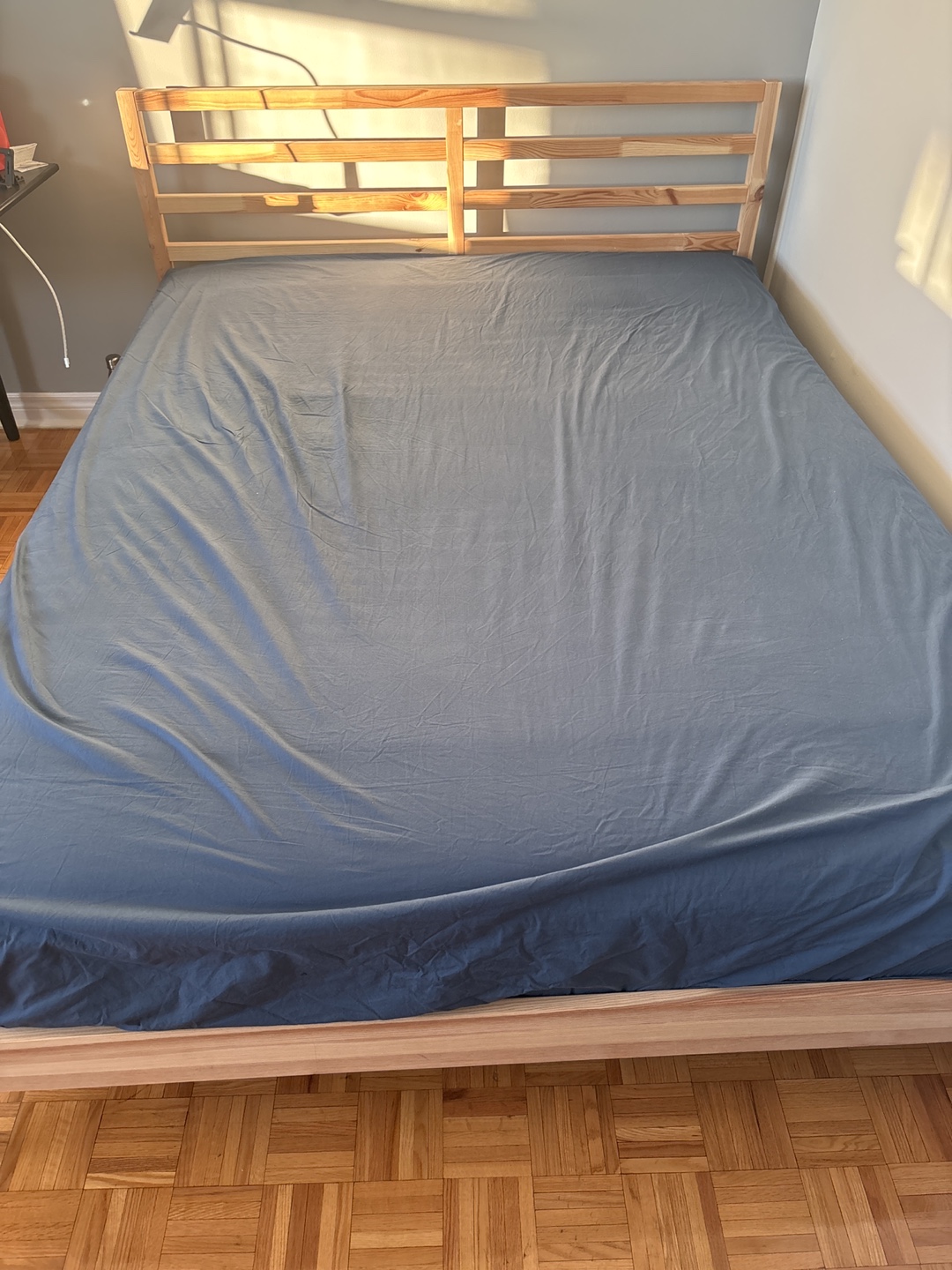 IKEA Queen Size Bed Frame, mattress and mattress cover