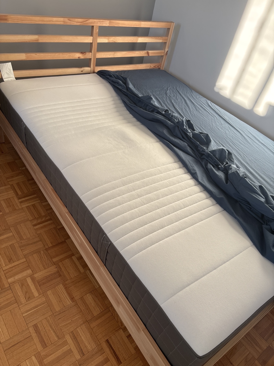 IKEA Queen Size Bed Frame, mattress and mattress cover - photo 4