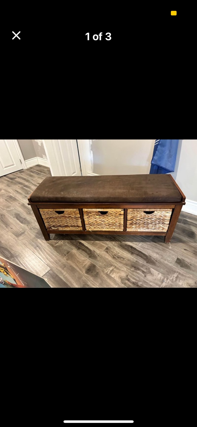 Storage Bench with Three Baskets