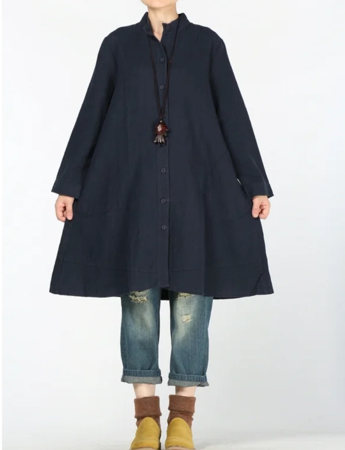 NEW! Mordenmiss Linen Cotton Button Jacket/Dress with Pockets - photo 4