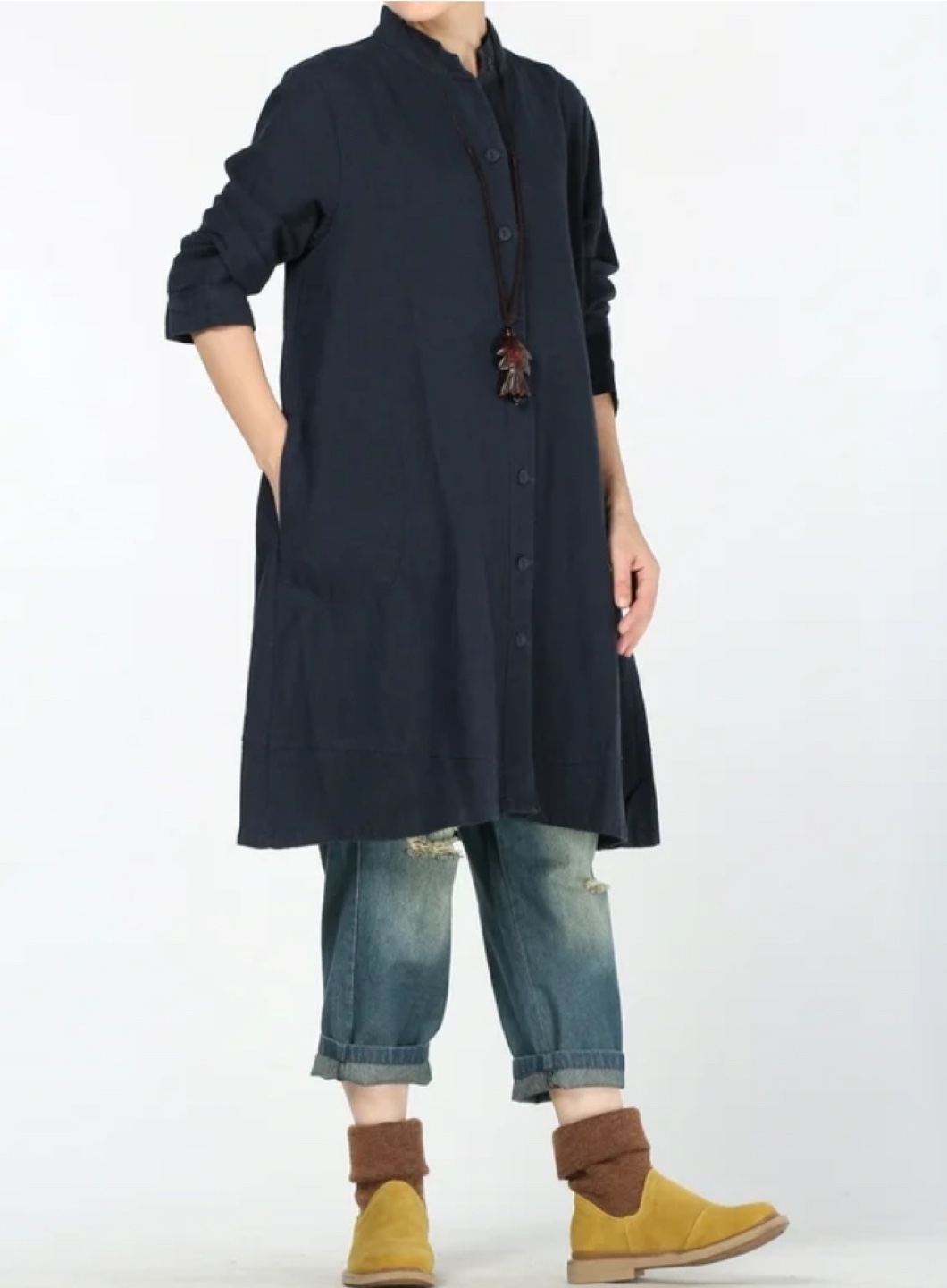 NEW! Mordenmiss Linen Cotton Button Jacket/Dress with Pockets - photo 2