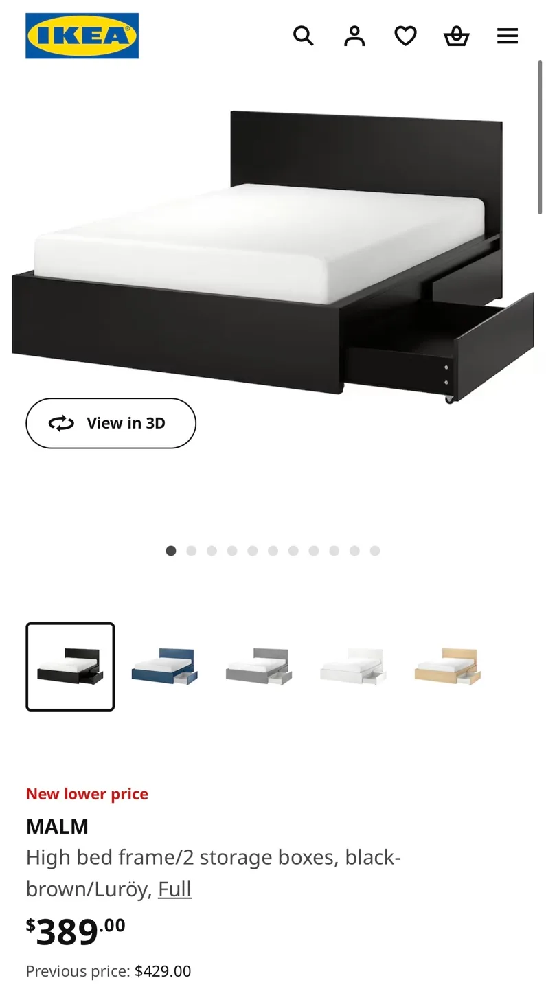 IKEA MALM Queen Bed Frame with Storage Drawers image indicator(2)