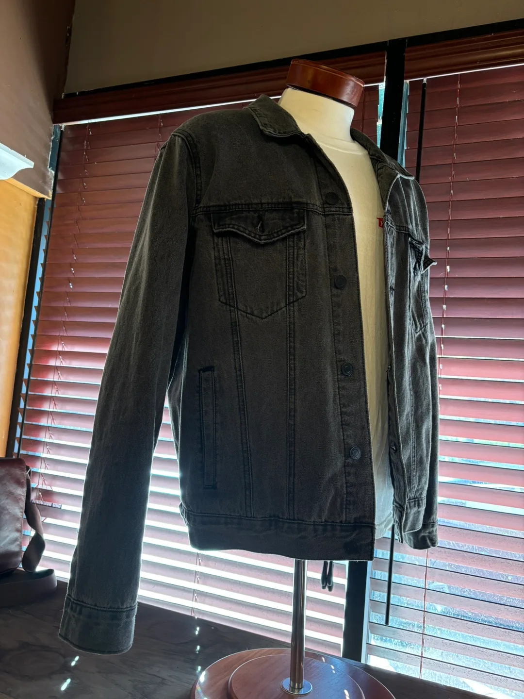 Men's Black Denim Jacket image indicator(4)
