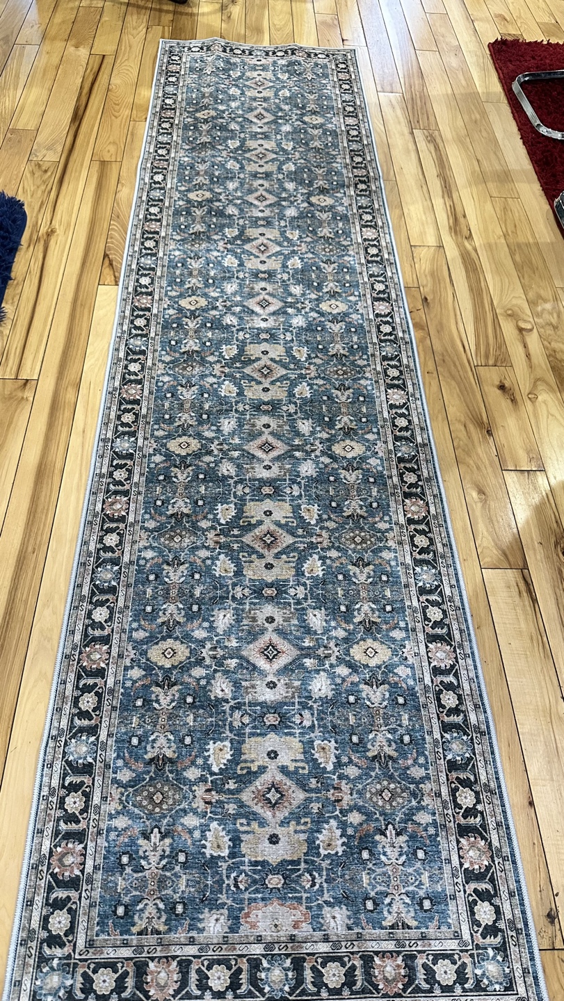 Teal and Black Runner Rug