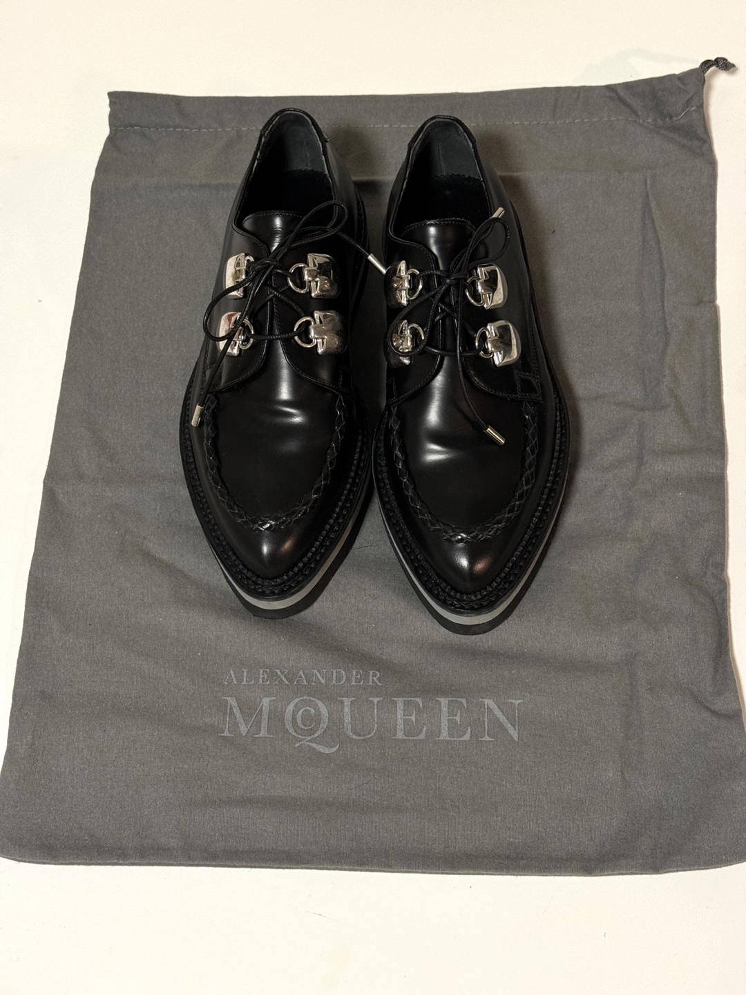 Alexander McQueen Black Leather Platform Oxfords - photo 3