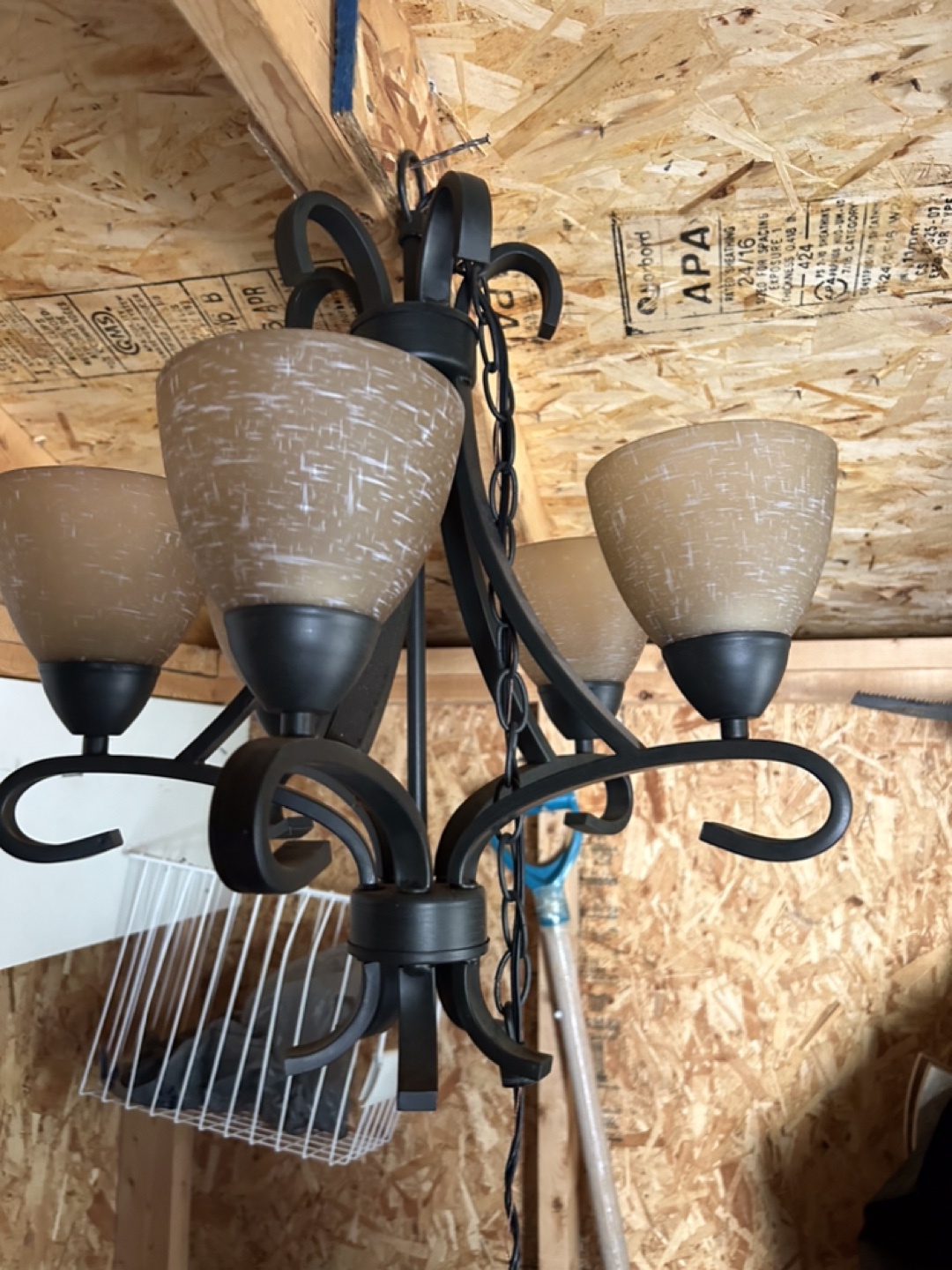 Black Chandelier with 4 Light Bulbs