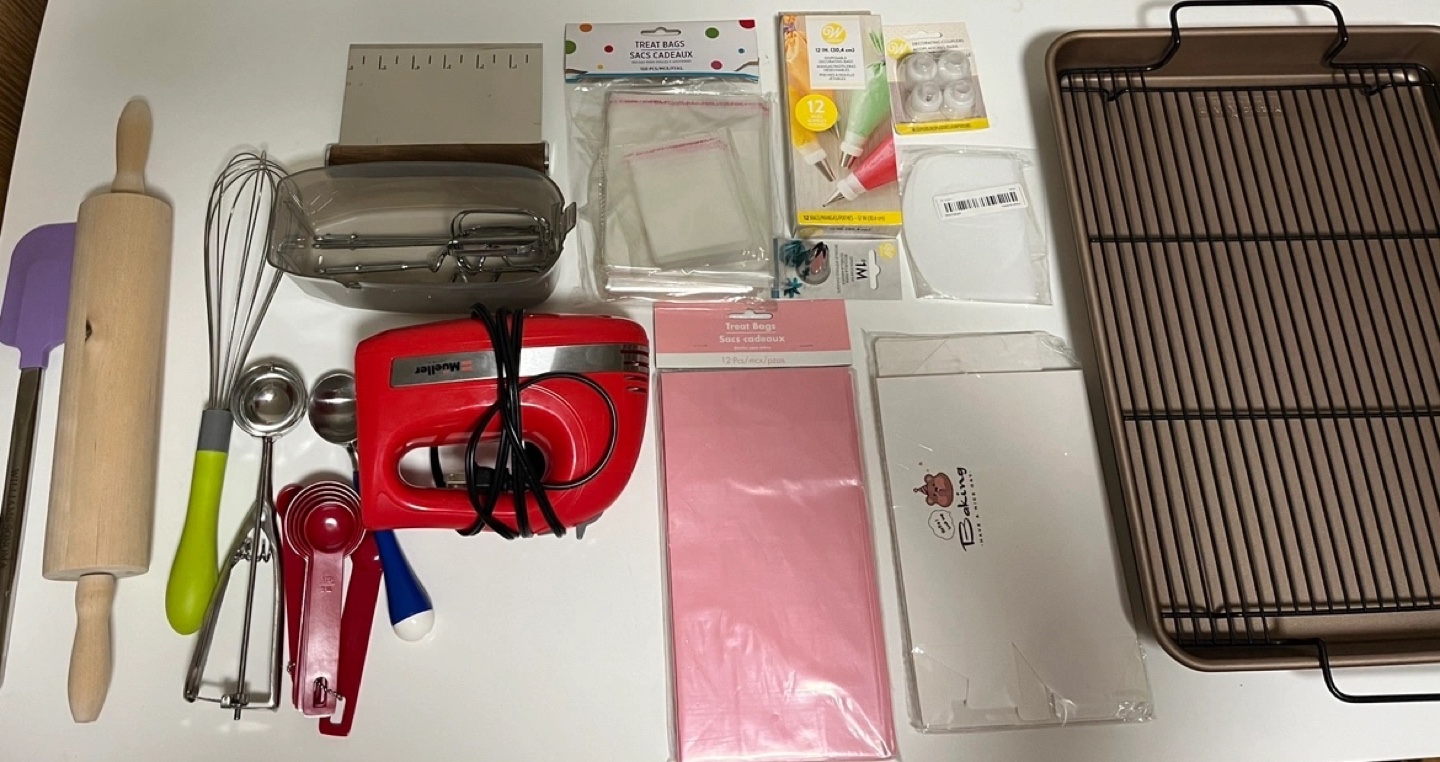 Baking Hand Mixer and supplies