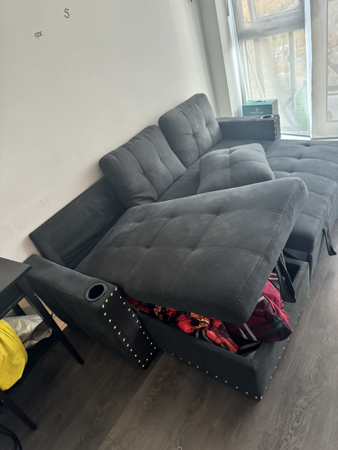 Black Sectional Sofa Bed - photo 5