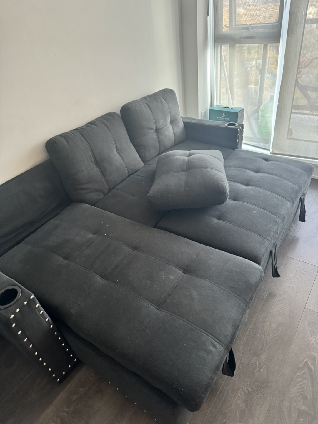 Black Sectional Sofa Bed - photo 2