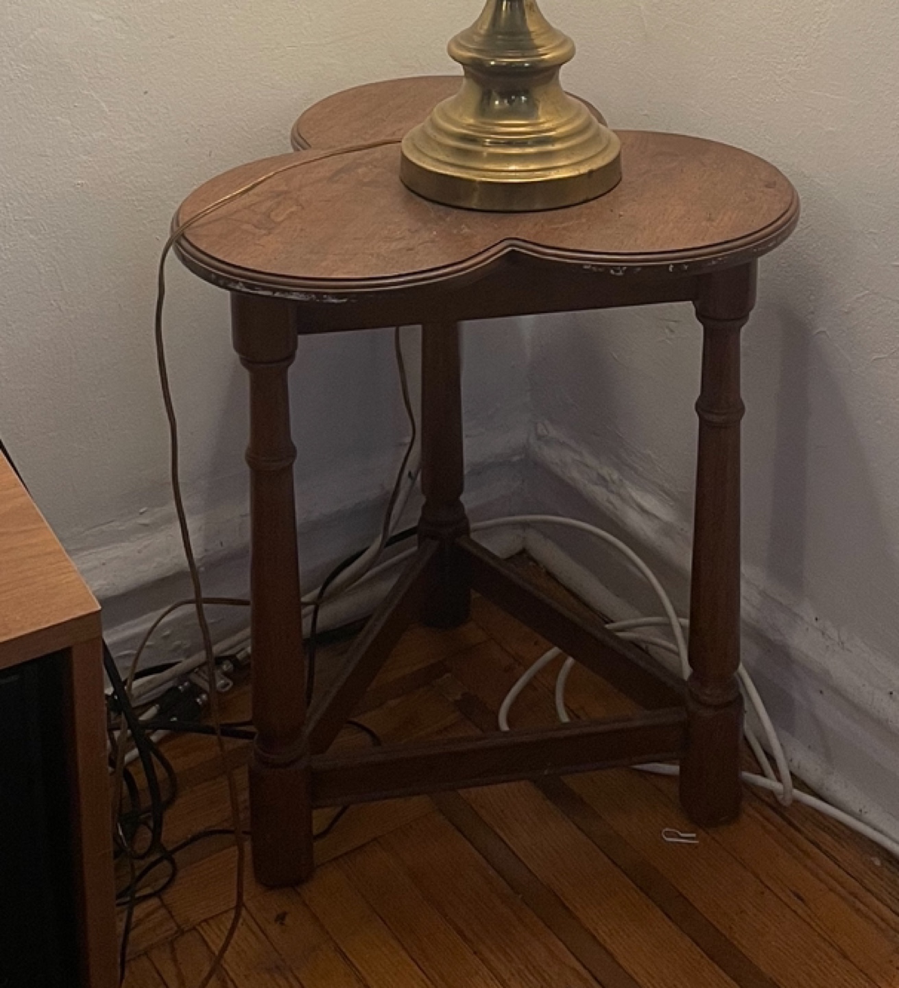 Vintage Wood Tri-Leaf Side Table