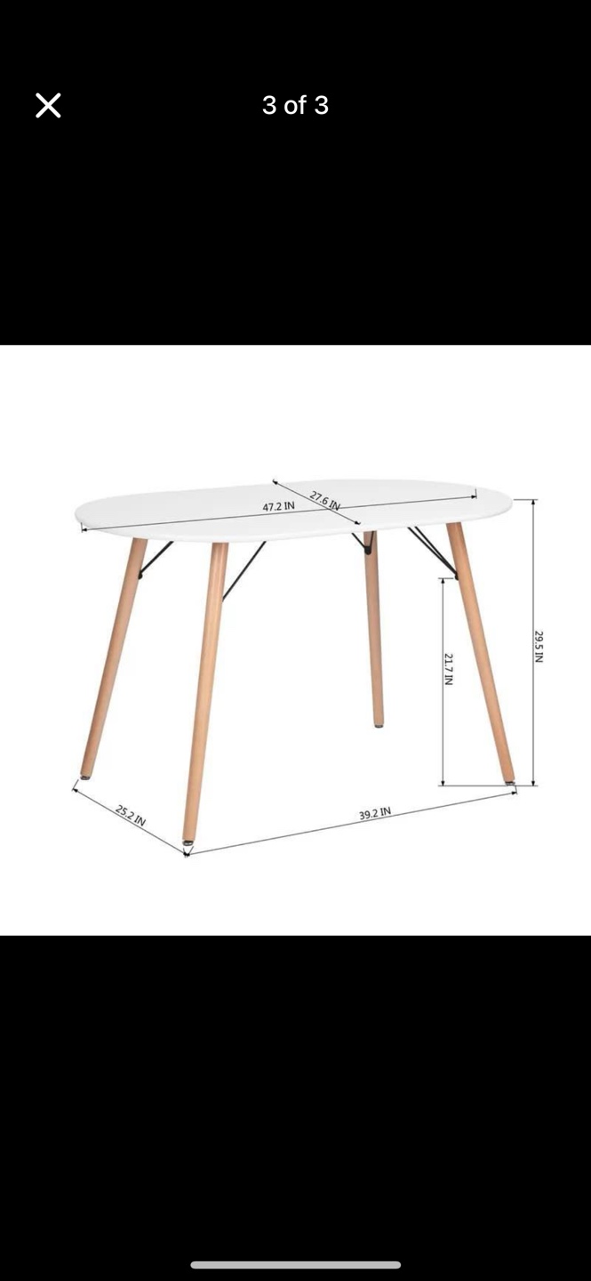 White Oval Dining Table with Wooden Legs - photo 3
