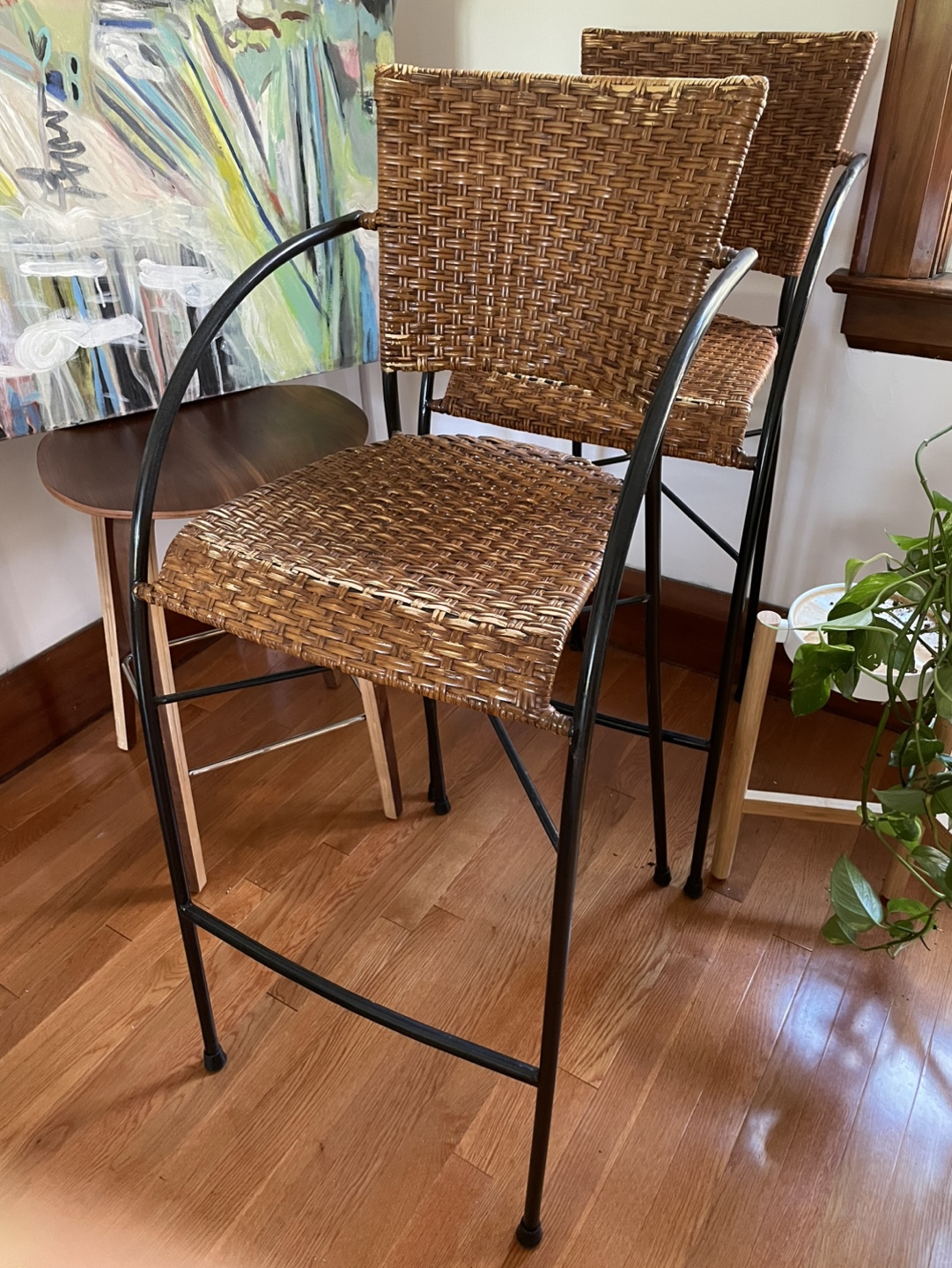Set of 2 Wicker Bar Stools - photo 2